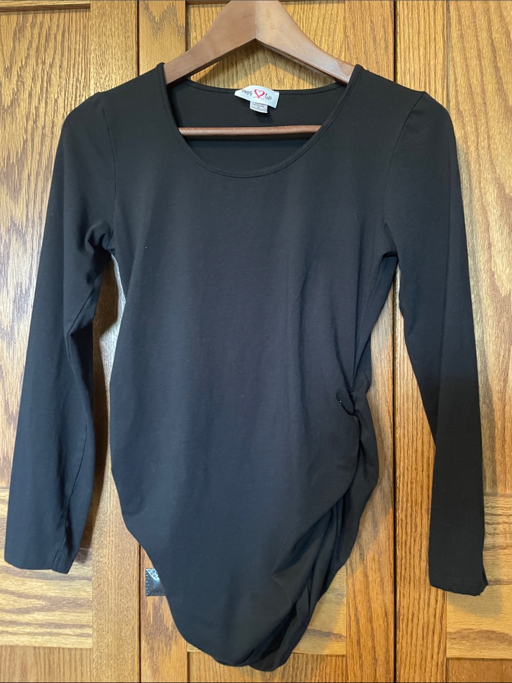 Three-Pack Women’s Maternity Long Sleeve Scoop Neck Tops - Grey, Black, White - Picture 7 of 9